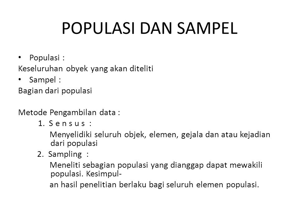 Contoh Populasi Dan Sampel Dalam Statistika Matematika